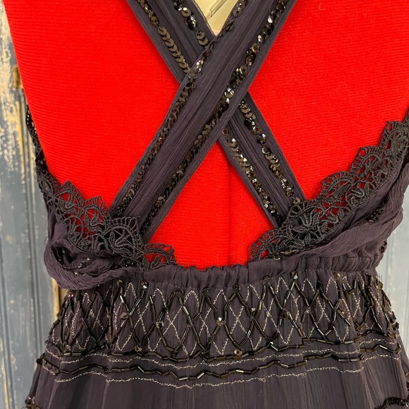 Free people navy blue beaded dress. EUC size small - Picture 9 of 9